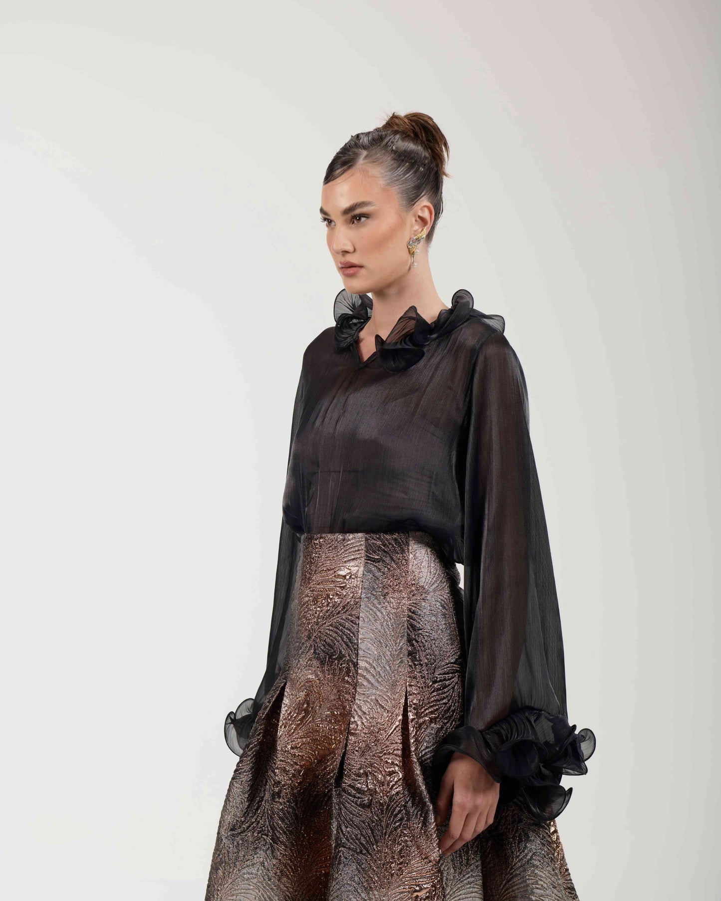 Organza Blouse with Ruffles