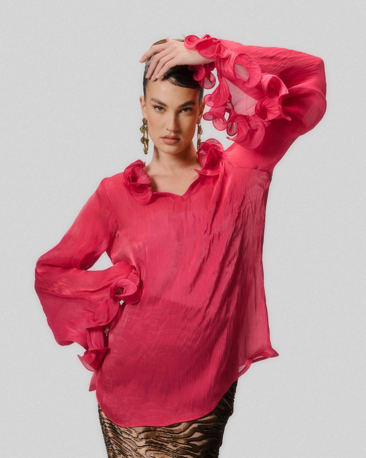 Organza Blouse with Ruffles