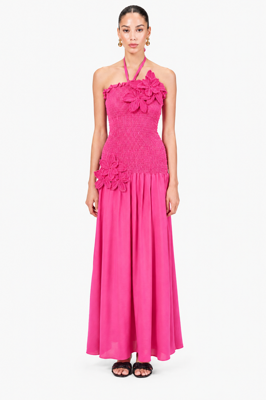 Crochet Bloom Smocked Maxi Dress