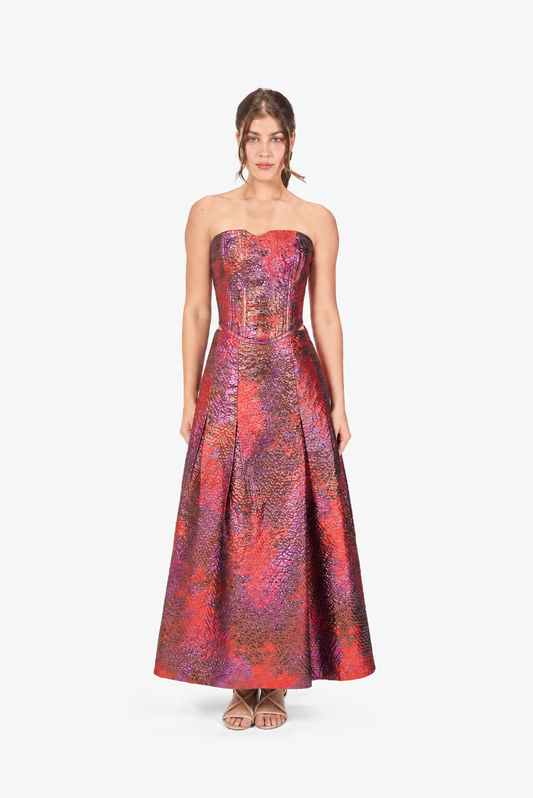 Metallic Brocade Maxi Skirt