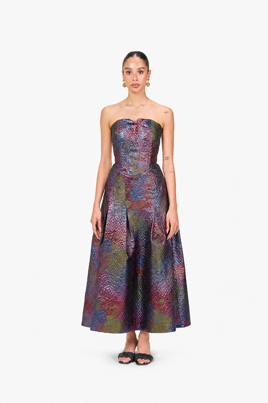 Metallic Brocade Maxi Skirt