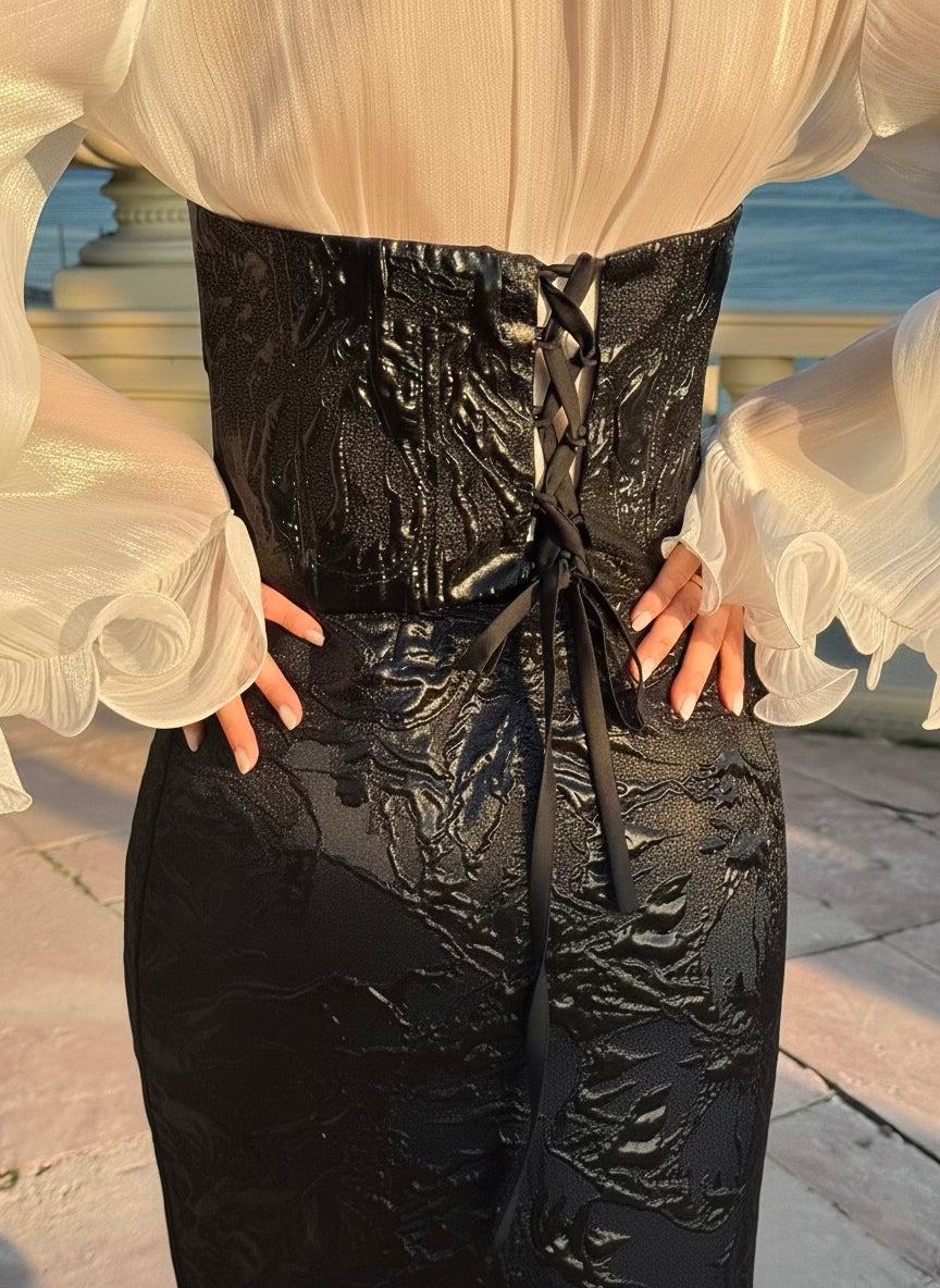 Maxi brocade skirt