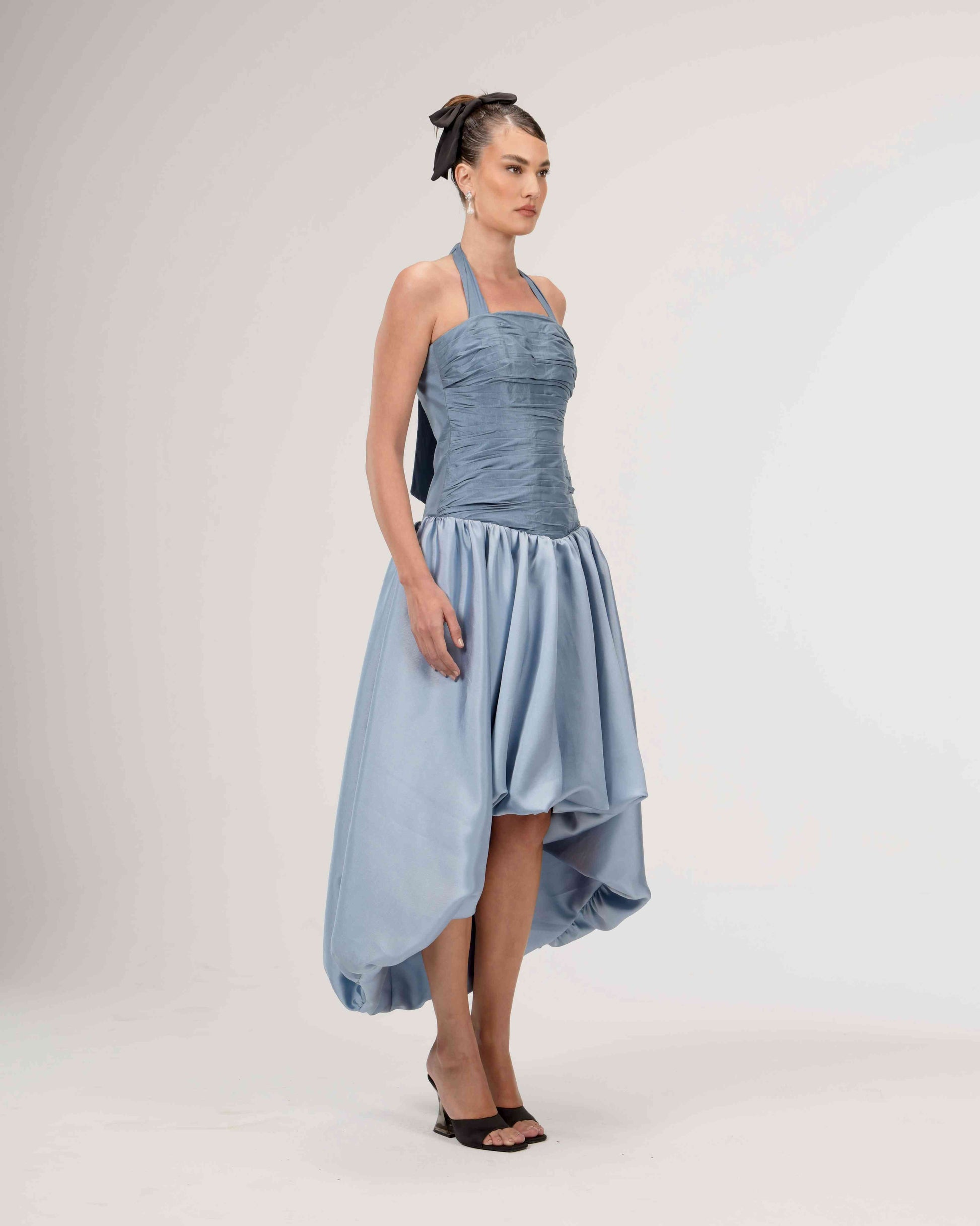 High-Low Taffeta Drop Waist Dress Studio Camellia High-Low Taffeta Drop Waist Dress Studio Camellia