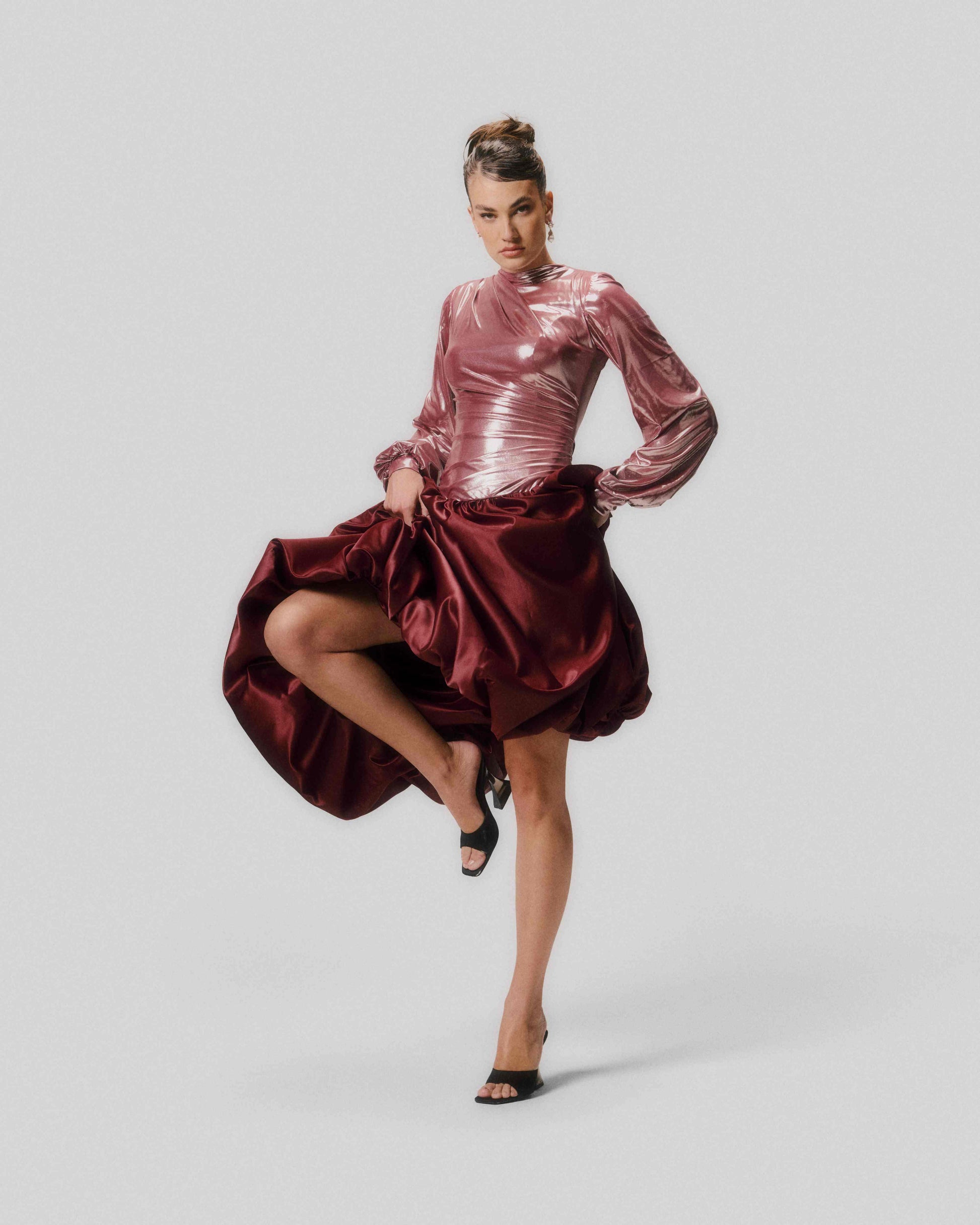 Long Sleeve Maxi Drop Waist Dress Studio Camellia Long Sleeve Maxi Drop Waist Dress Studio Camellia