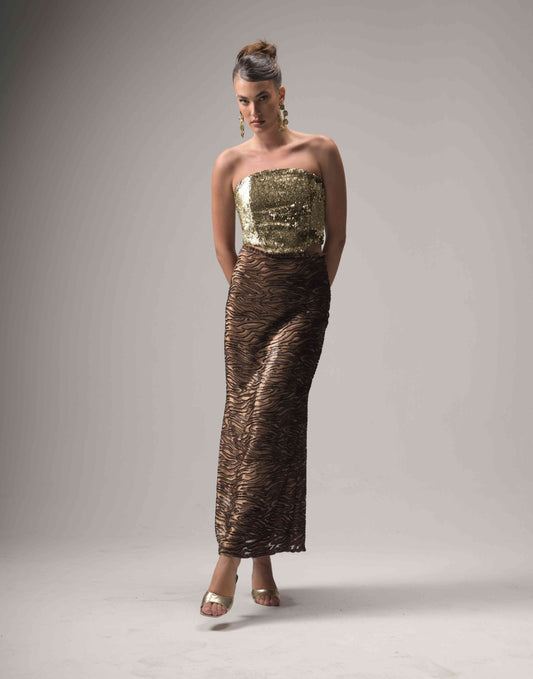 Animal Print Maxi Silk Skirt