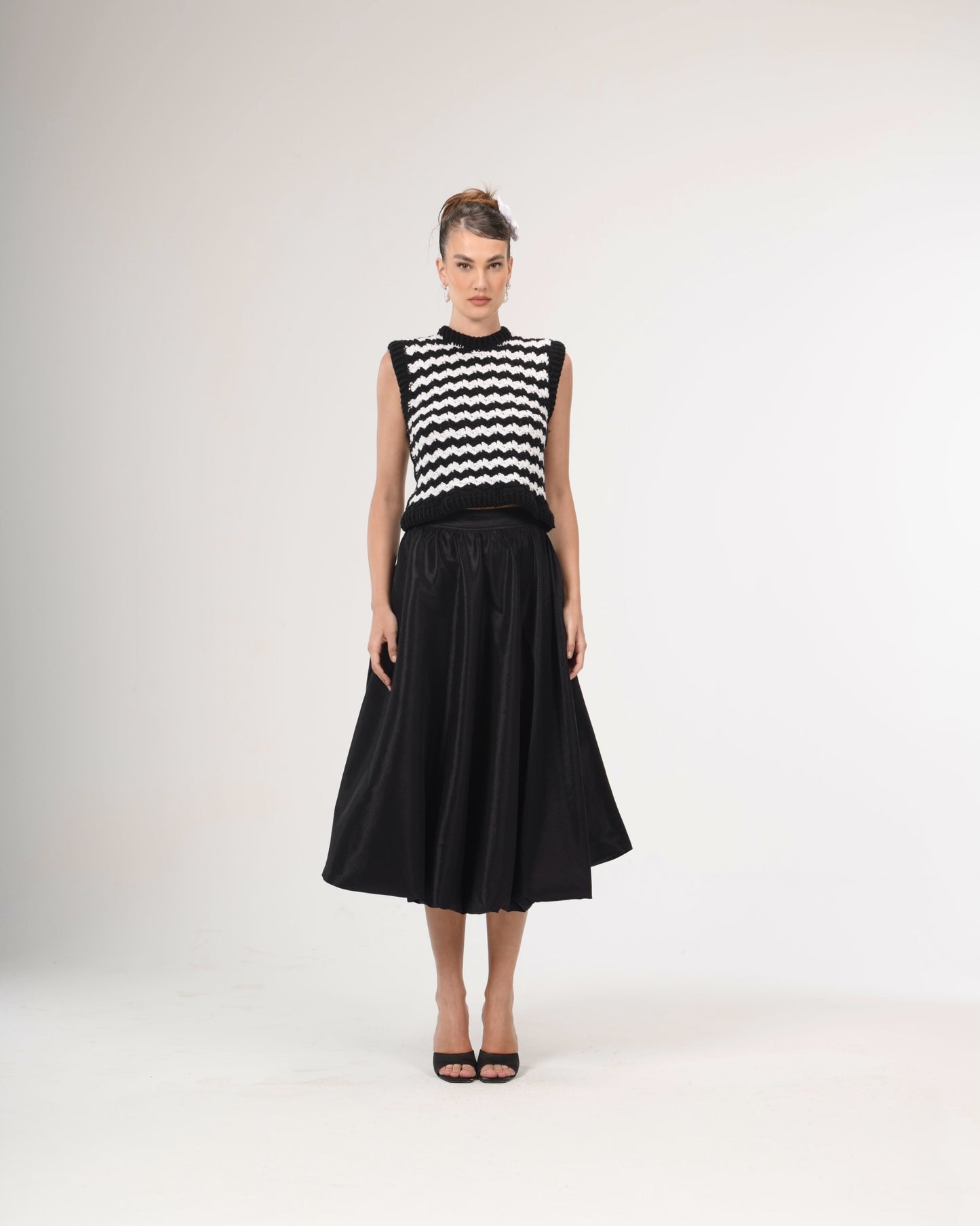 Black and White Hand-Crochet Vest