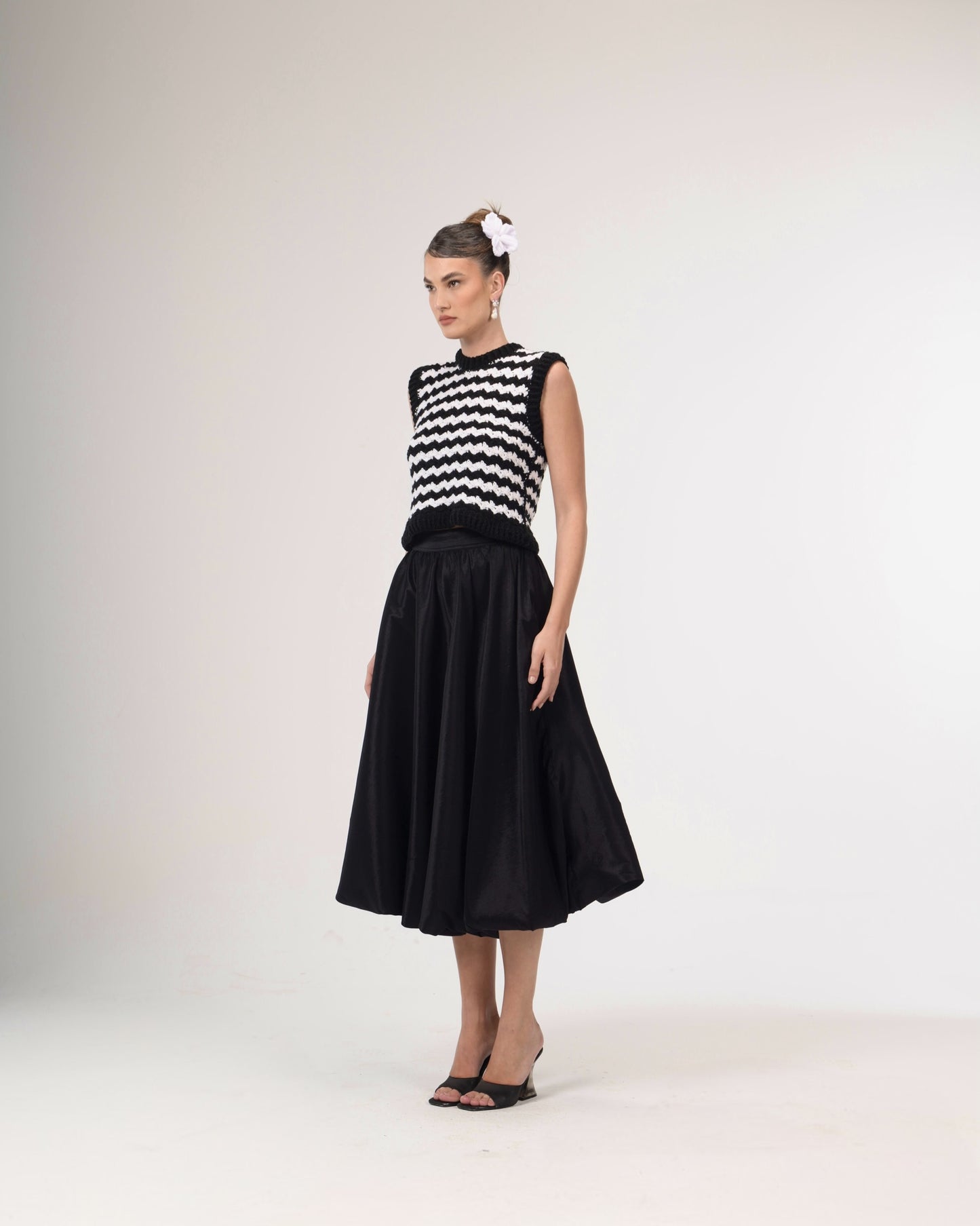 Black and White Hand-Crochet Vest