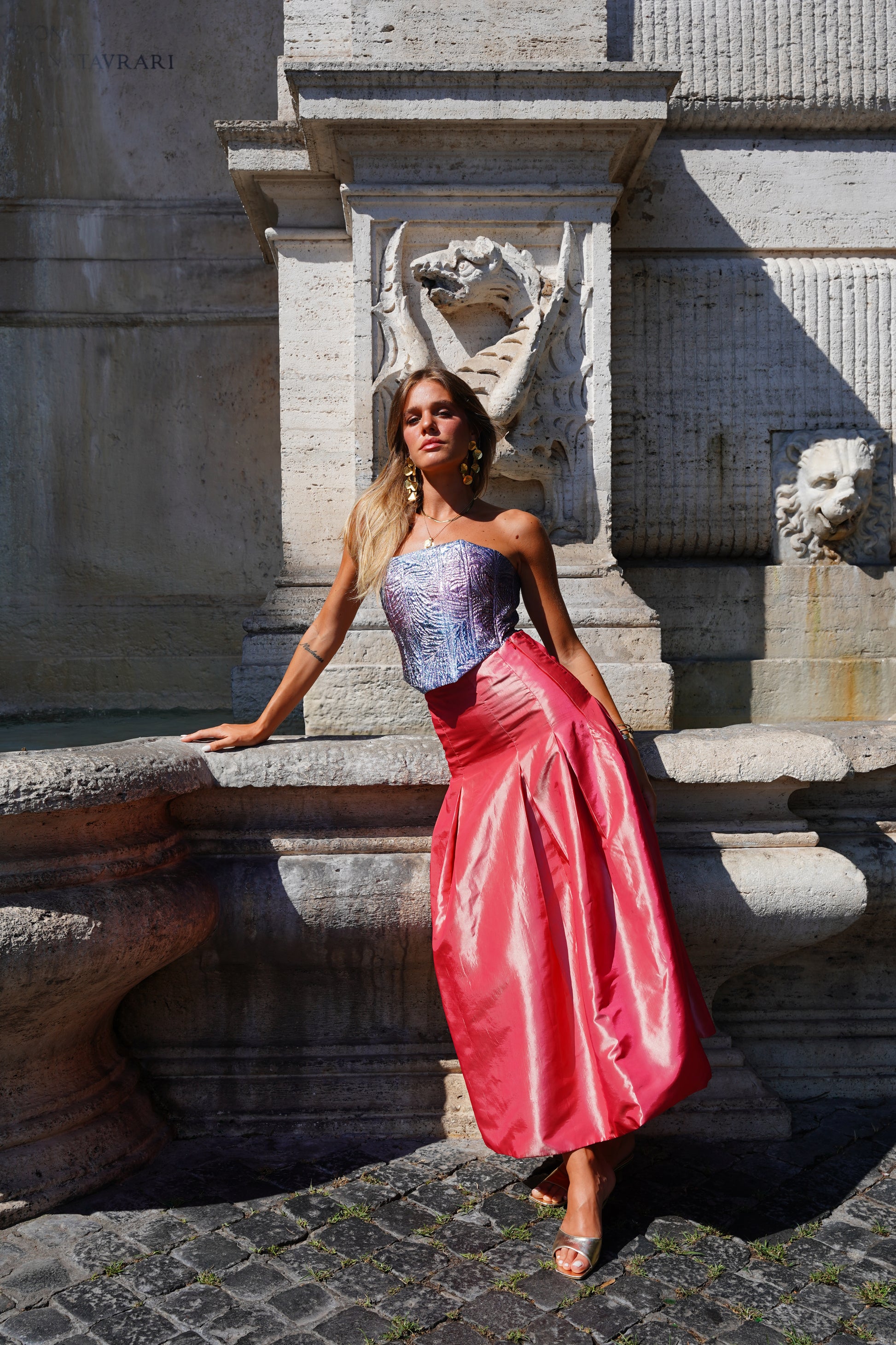 Panel Drop Waist Taffeta Skirt Studio Camellia Panel Drop Waist Taffeta Skirt Studio Camellia